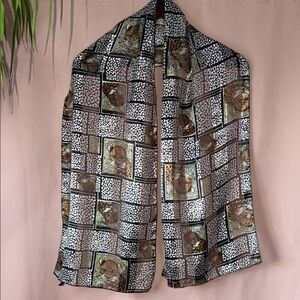 60” Long Leopard Print Sheer Scarf - Brown & Black MADE IN KOREA